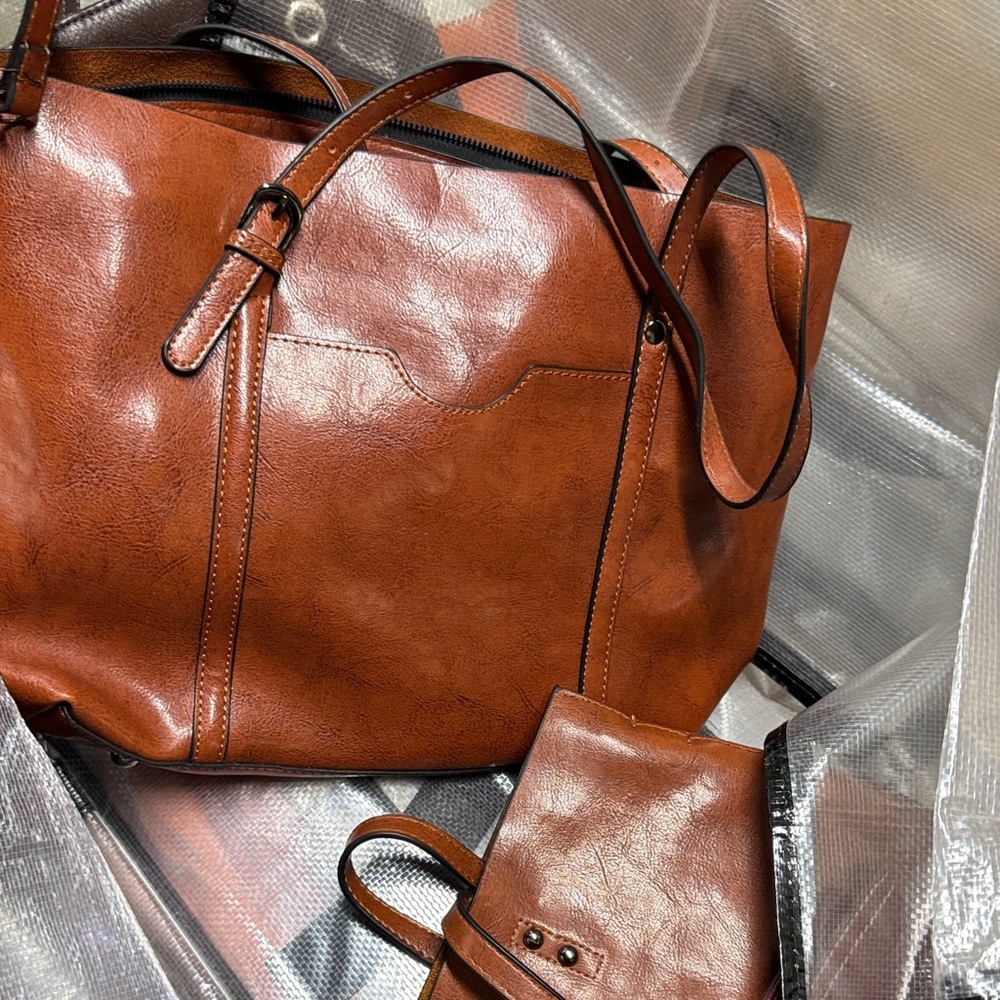 Elegant Brown Leather Tote Bag